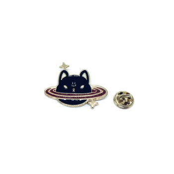 Cartoon Astronaut Cat Planet Space Pin