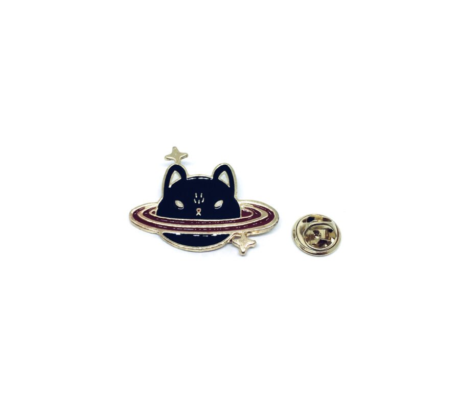 Cartoon Astronaut Cat Planet Space Pin