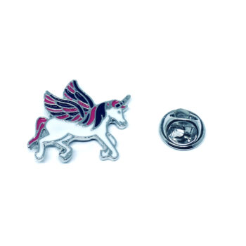 Silver tone Enamel Unicorn Lapel Pin