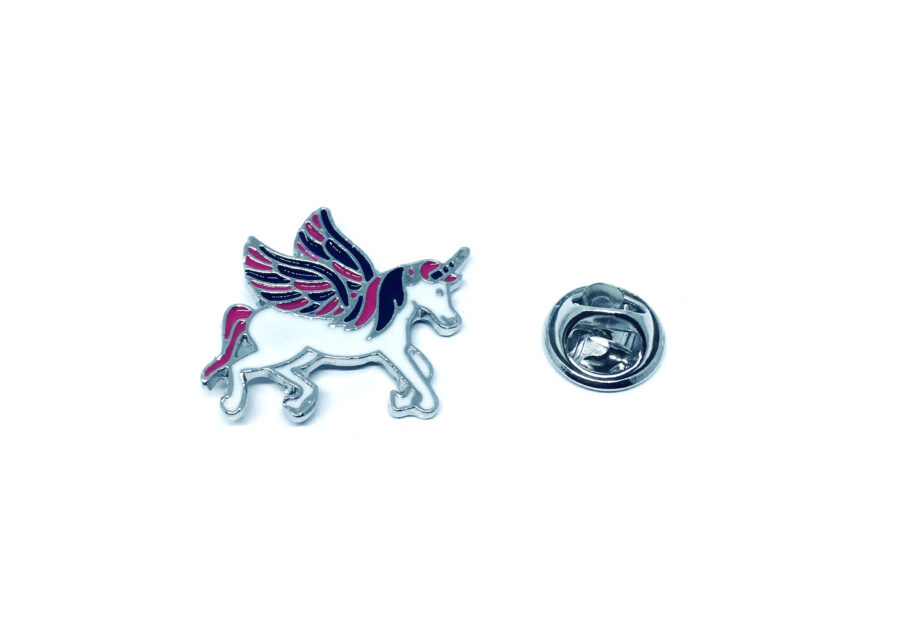 Silver tone Enamel Unicorn Lapel Pin