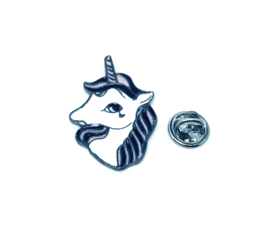 Silver tone Enamel Unicorn Pin