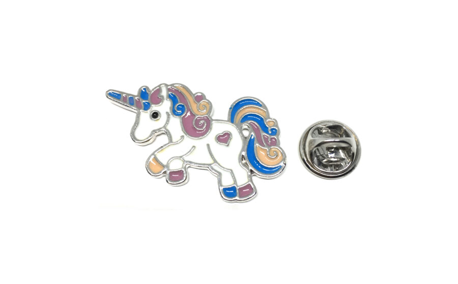 Silver plated Enamel Unicorn Pin