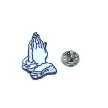 White Enamel Praying Hands Religious Lapel Pin