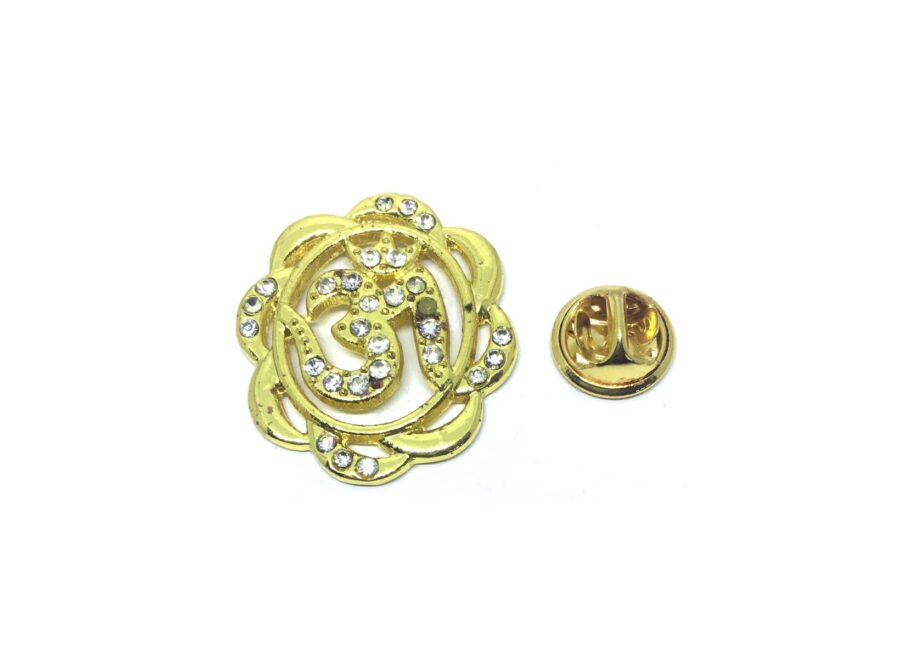 Crystal Om Religious Lapel Pin