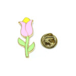 Green & Pink Enamel Rose Lapel Pin