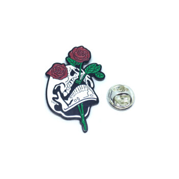 Skull Silver Rose Pin