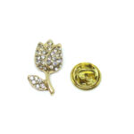 Gold plated Crystal Rose Lapel Pin