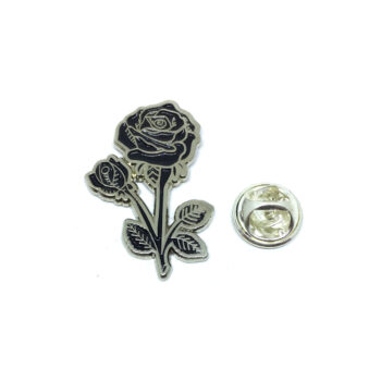 Silver plated Enamel Rose Pin