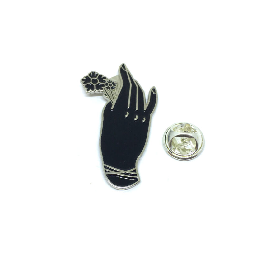 Hand with Rose Lapel Pin