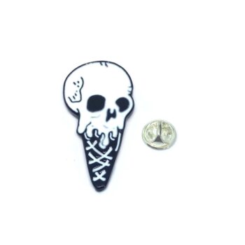 White Enamel Skull Pin