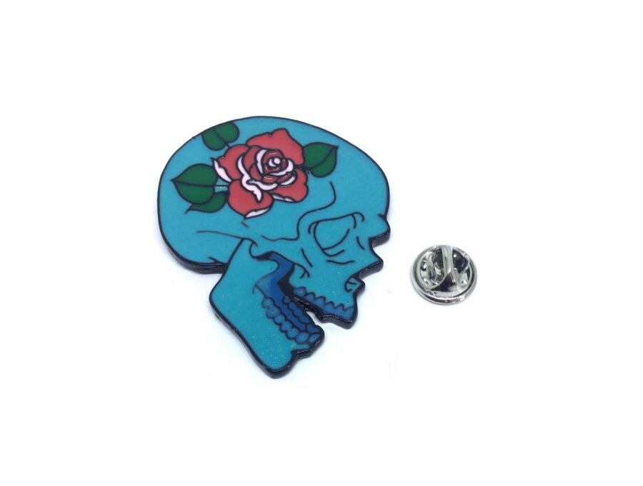 Rose Skull Enamel Pin