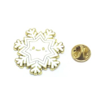 White Enamel Snowflake Lapel Pin