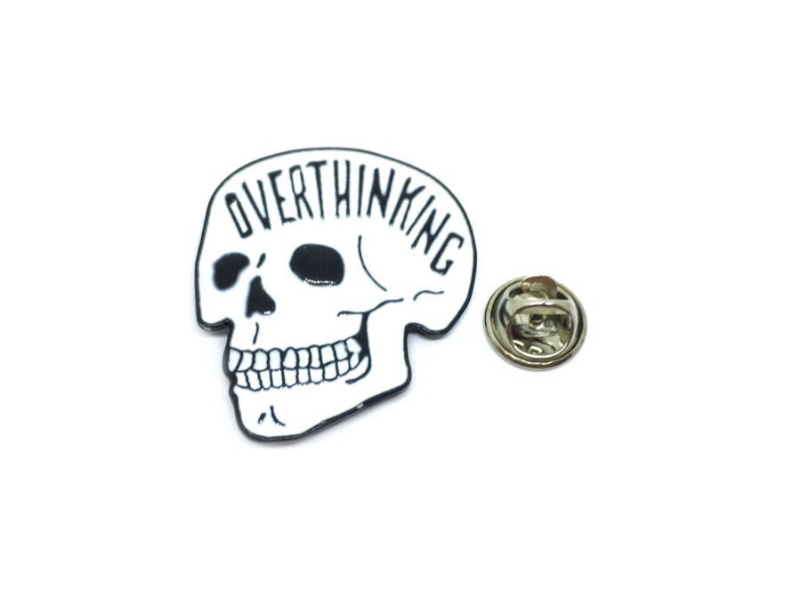 "OVERTHINK" Word Skull Lapel Pin