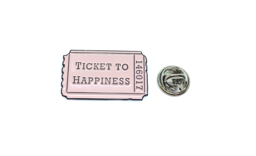 "TICKET TO HAPPINESS" Word Lapel Pin