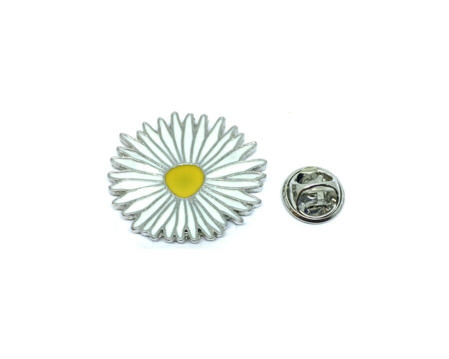White Enamel Sunflower Lapel Pin