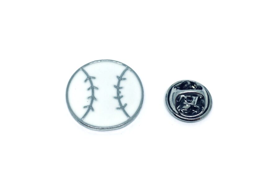 White Enamel Baseball Pin
