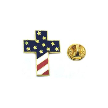Cross American Flag Christian Pin