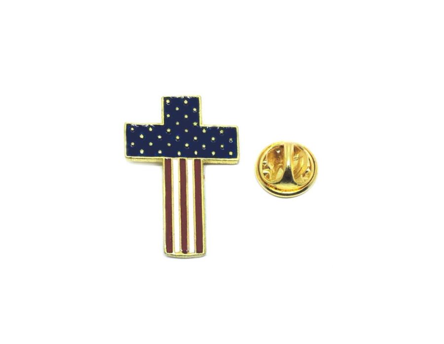 Cross American Flag Christian Lapel Pin