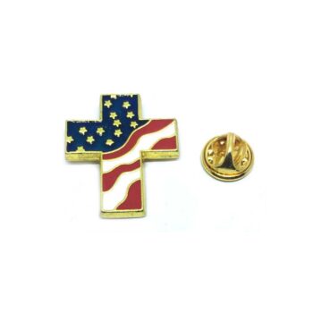 American Flag Cross Christian Lapel Pin