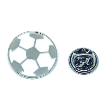 White Enamel Soccer Lapel Pin