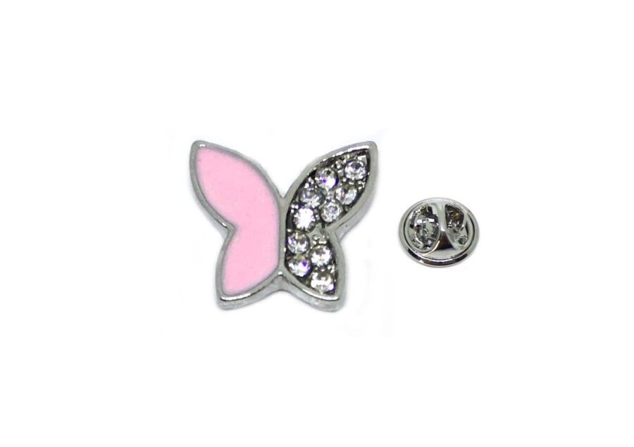Pink Enamel Butterfly Lapel Pin