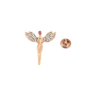 Gold plated Crystal Angel Wing Lapel Pin