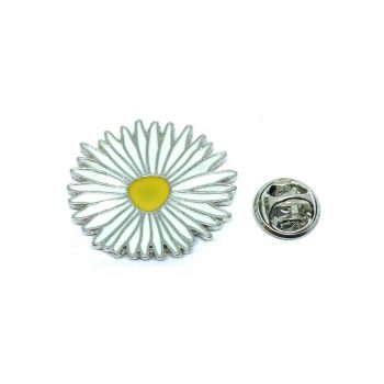 White Enamel Daisy Flower Pin