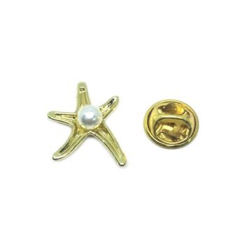 Pearl Gold plated Starfish Lapel Pin