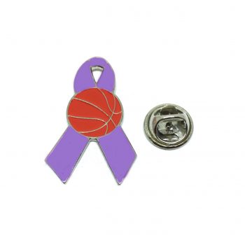 Cancer Ribbon Basketball Pin