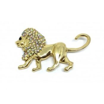 Rhinestone Lion Pin