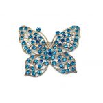 Blue Rhinestone Butterfly Brooch Pin
