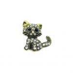 Rhinestone Cat Brooch Pin