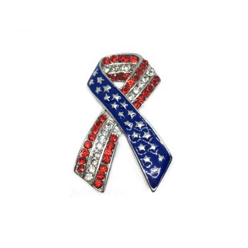 Rhinestone Awareness American Flag Pin