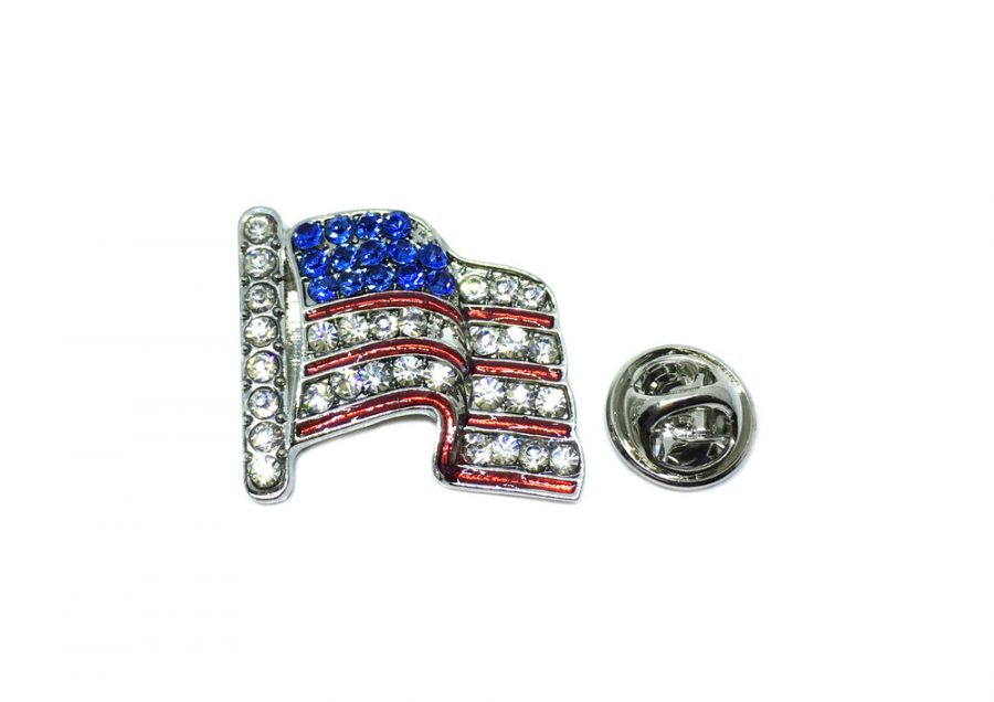 American Flag Rhinestone Pin