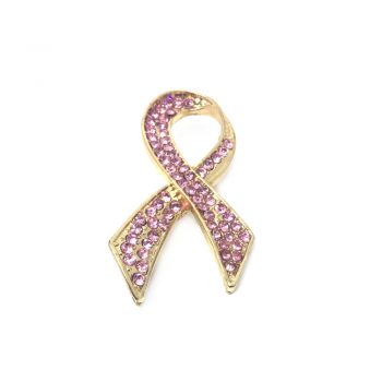 Pink Rhinestone Awareness Ribbon Pin