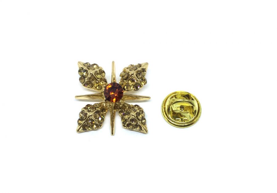 Rhinestone Flower Lapel Pin