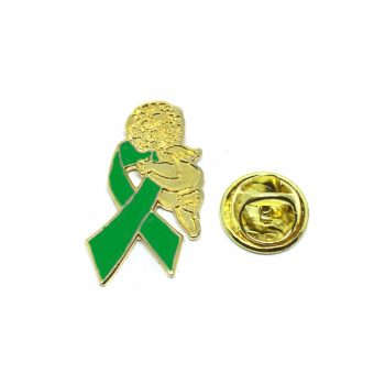 Green Ribbon Angel Pin