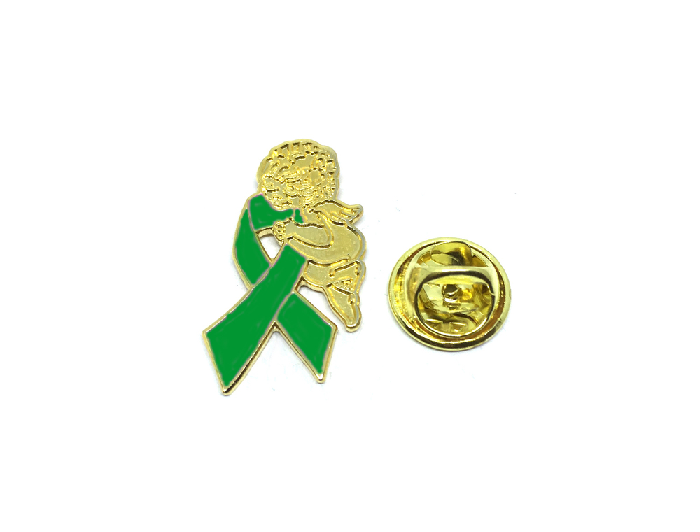 Green Ribbon Angel Pin