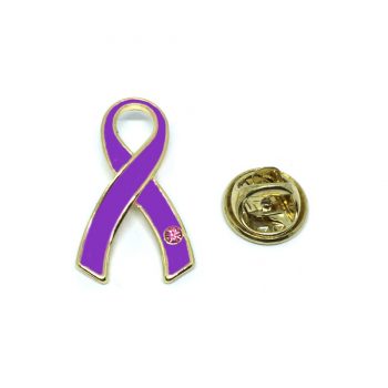 Purple Ribbon Pin Badge