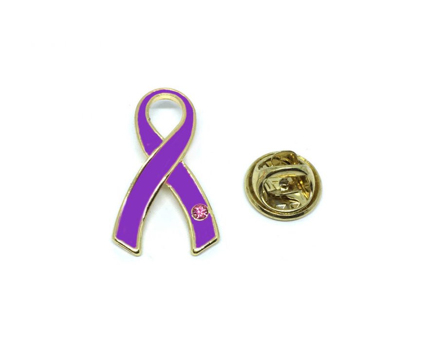 Purple Ribbon Pin Badge