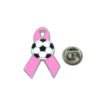 Soccer Breast Cancer Ribbon Pin