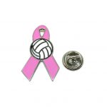 Volleyball Breast Cancer Ribbon Pin