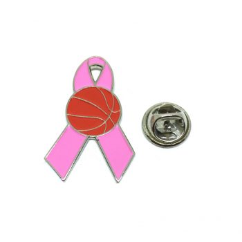 Basketball Breast Cancer Ribbon Pin