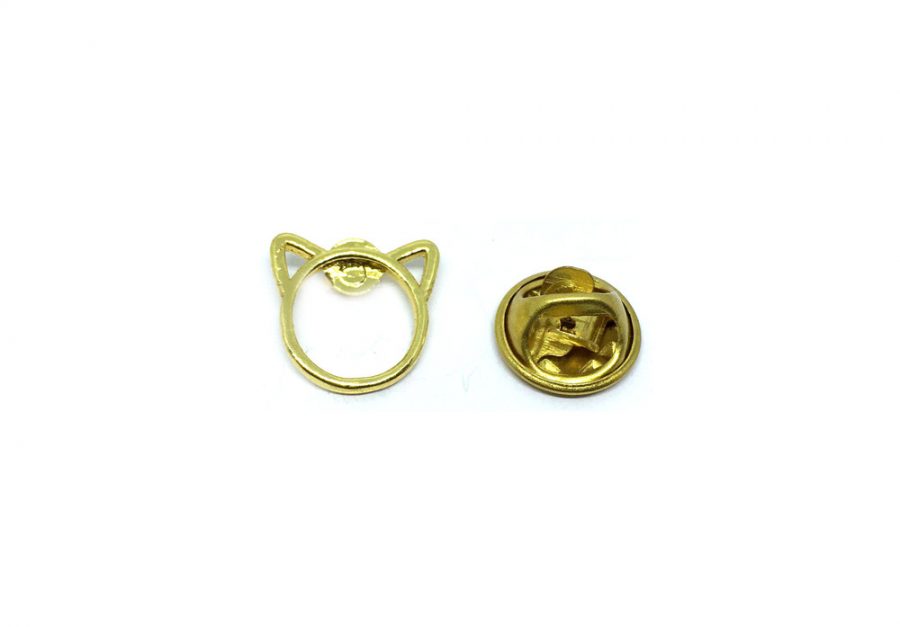 Gold Cat Face Pin