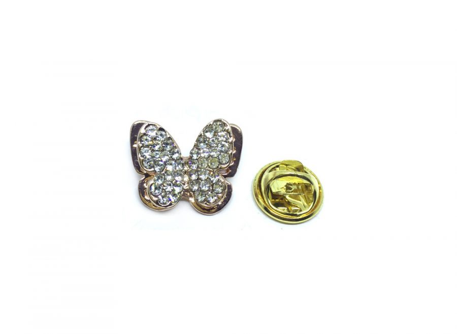 Rhinestone Butterfly Lapel Pin