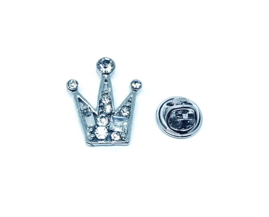 Rhinestone Crown Lapel Pin