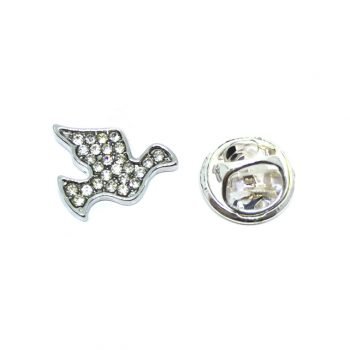 Rhinestone Dove Lapel Pin