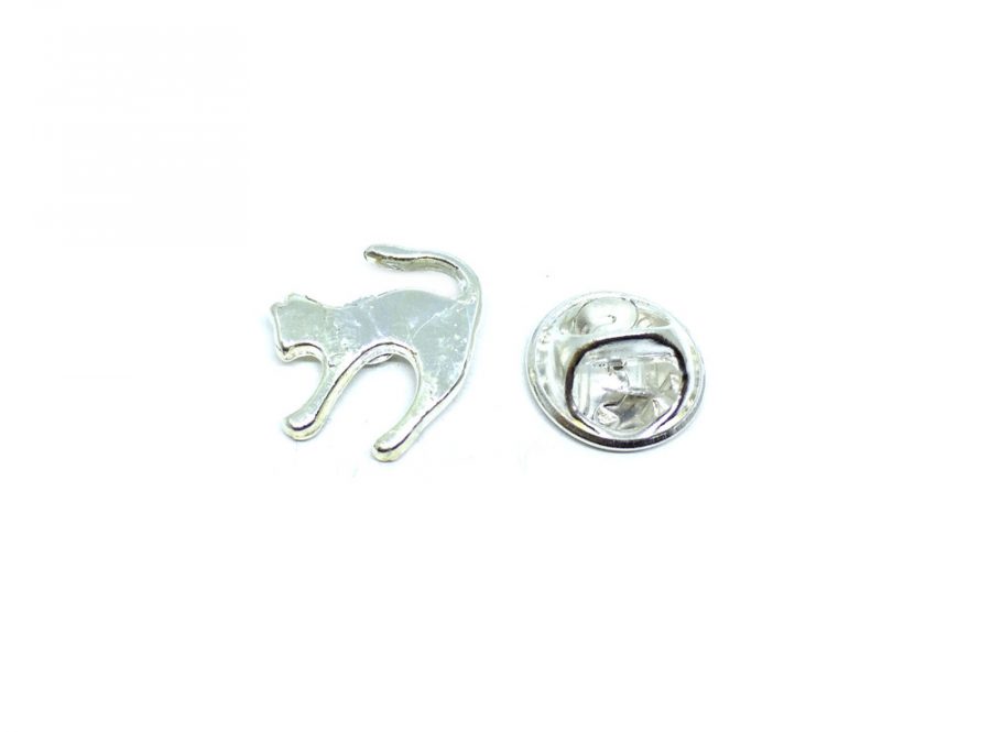 Silver Cat Pin Badge