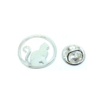Small Silver Cat Pin