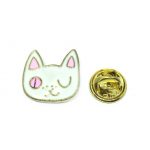 White Cat Face Pin